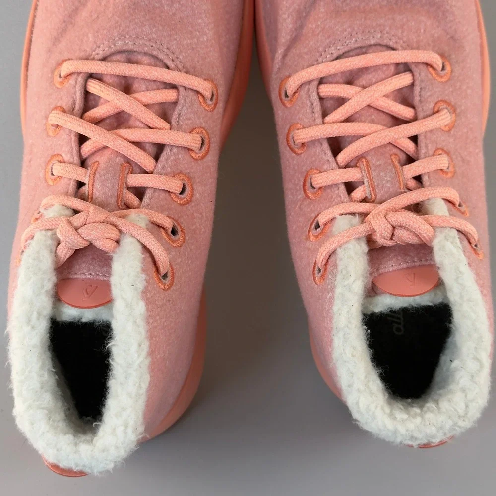 Allbirds Wool Runner Up Mizzle Fluff Women 9 Peach Pink Comfort Sneaker Boot Mid